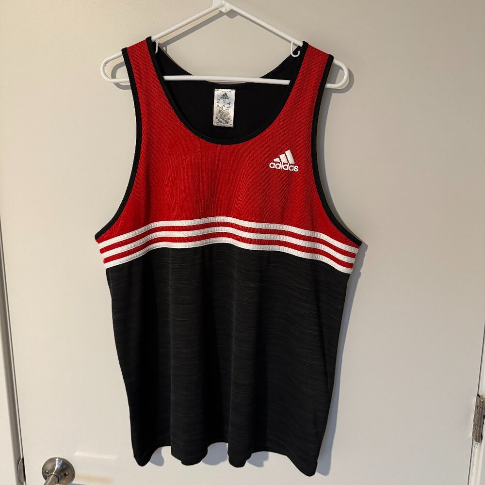 Adidas Athletic Tank Top (Red/Black; size XL)